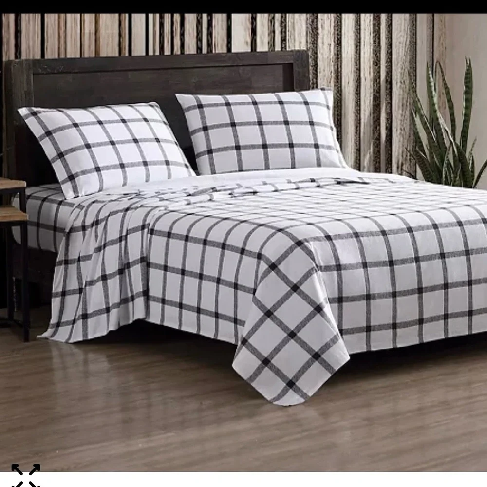 Eddie Bauer Black and White Plaid Bedding Sheets